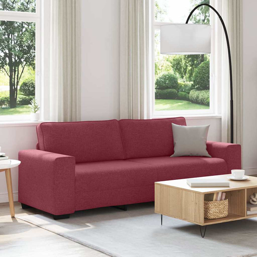 3-zitsbank wijnrood 220x77x82 cm stof