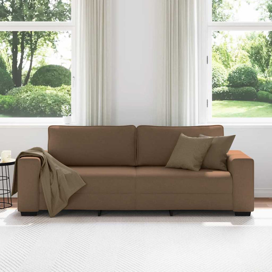 3-zitsbank bruin 220x77x82 cm stof