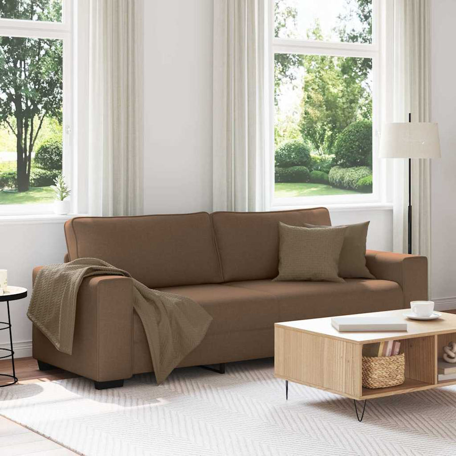 3-zitsbank bruin 220x77x82 cm stof
