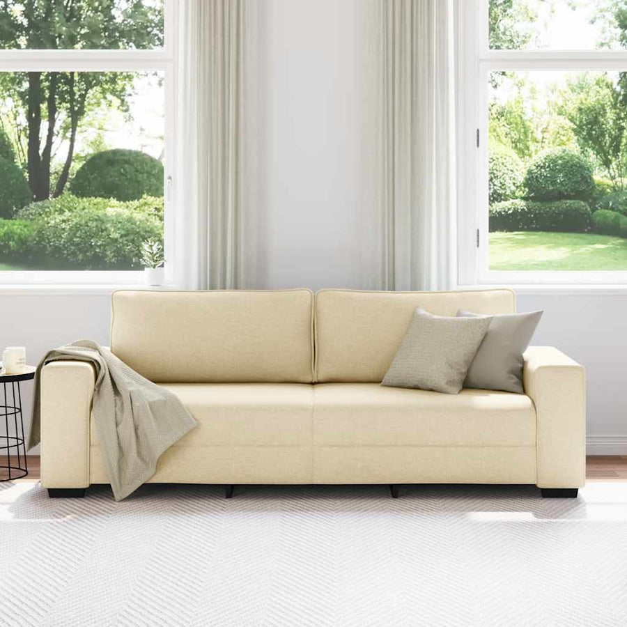 3-zitsbank crème 220x77x82 cm stof