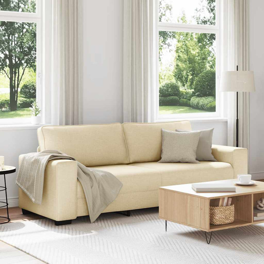 3-zitsbank crème 220x77x82 cm stof