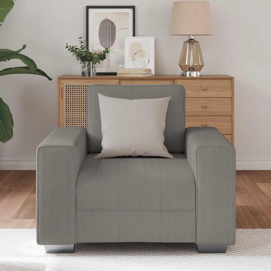 Sofastoel Lichtgrijs 100x77x82 cm Corduroy Stof