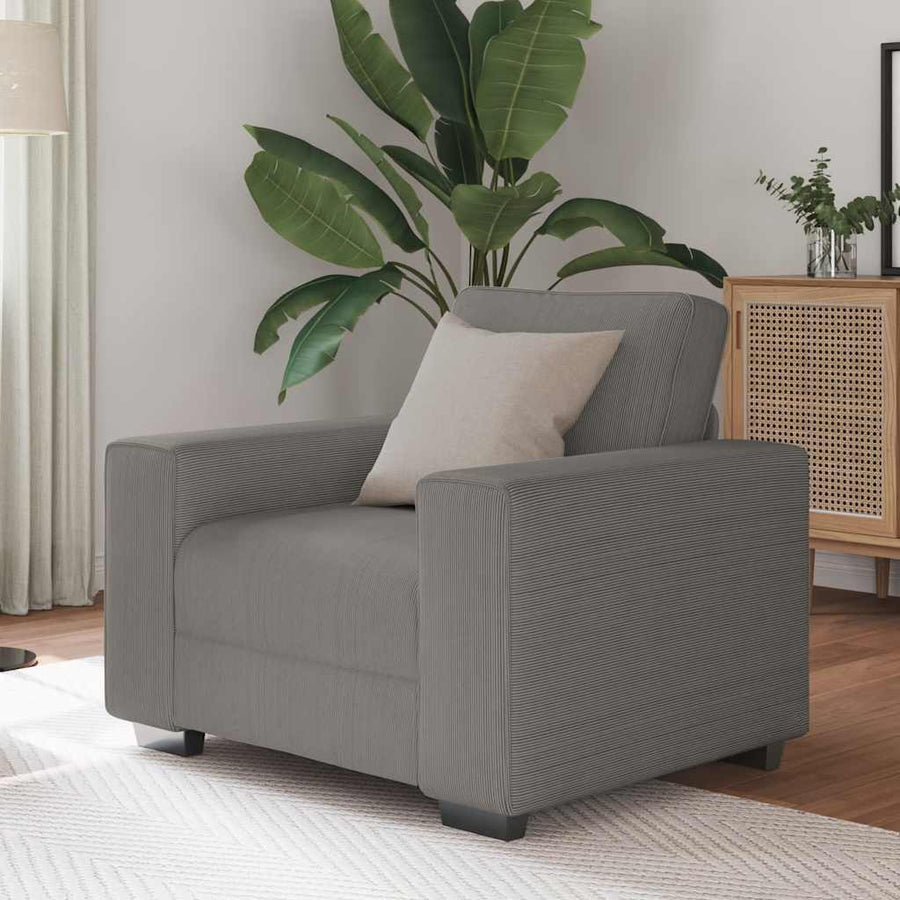Sofastoel Lichtgrijs 100x77x82 cm Corduroy Stof