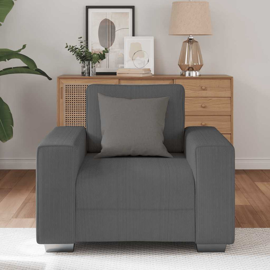 Fauteuil Corduroy Stof 60 cm Donkergrijs