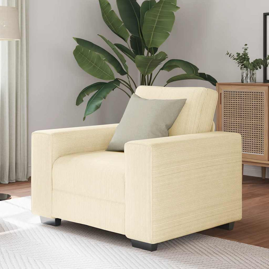 Sofastoel Crème 100x77x82 cm Corduroy Stof