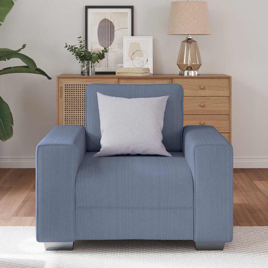 Sofastoel Blauw 100x77x82 cm Corduroy Stof