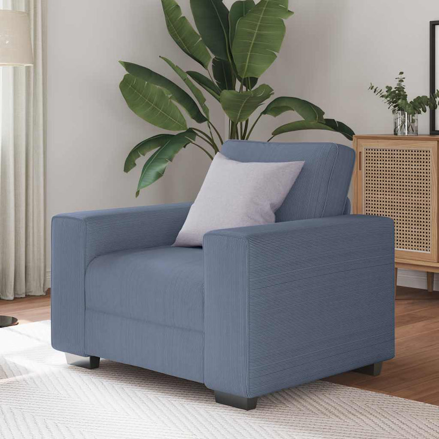 Sofastoel Blauw 100x77x82 cm Corduroy Stof