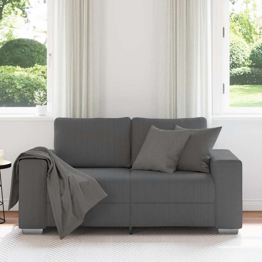 Loveseat Bank Corduroy Stof 120 cm Donkergrijs