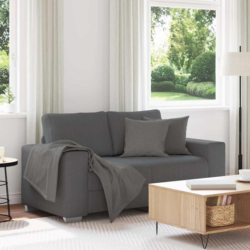 Loveseat Bank Corduroy Stof 120 cm Donkergrijs