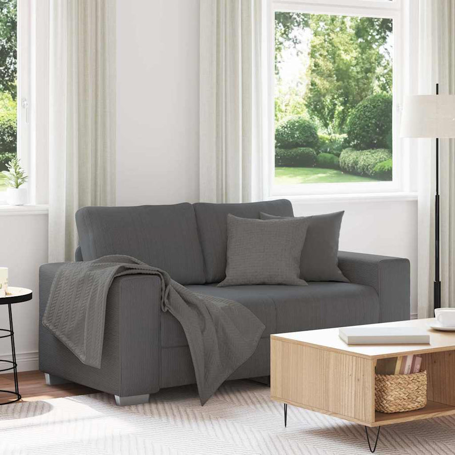 Loveseat Bank Corduroy Stof 120 cm Donkergrijs