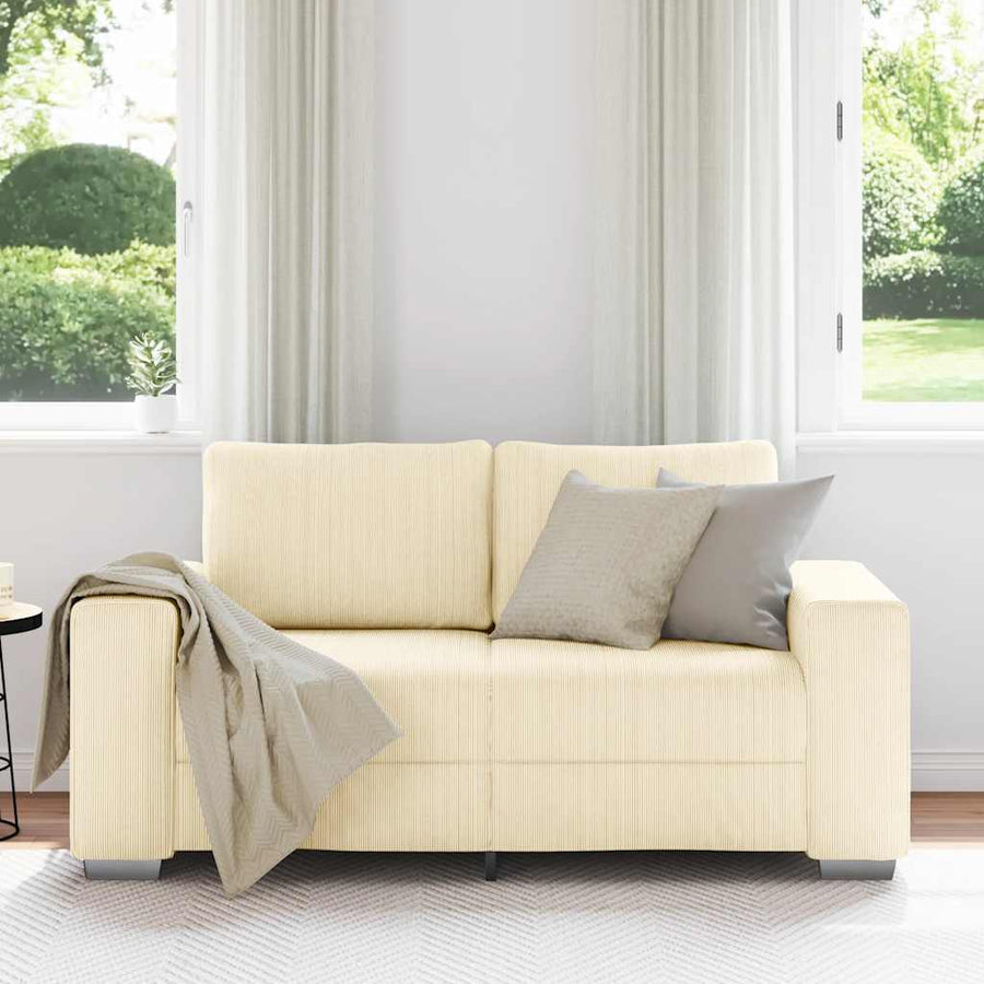 Loveseat Sofa Crème 160x77x82 cm Corduroy Stof
