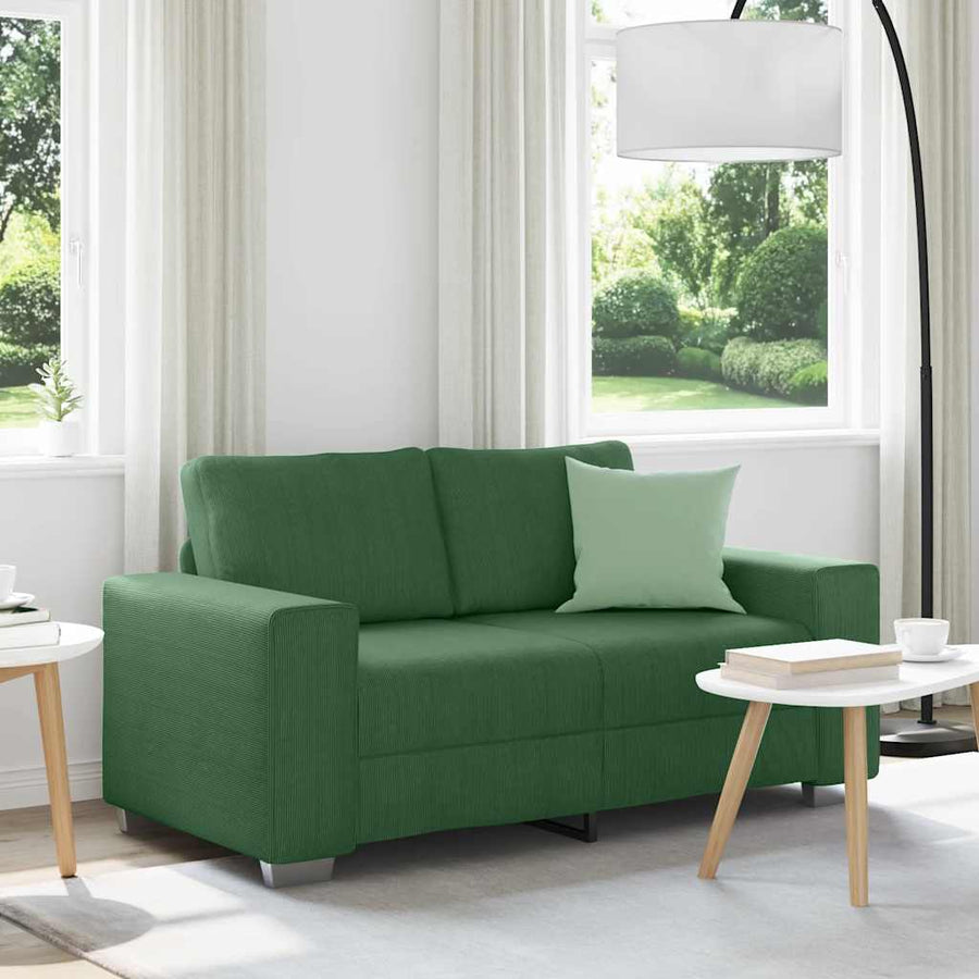 Loveseat Sofa Donkergroen 160x77x82 cm Corduroy Stof