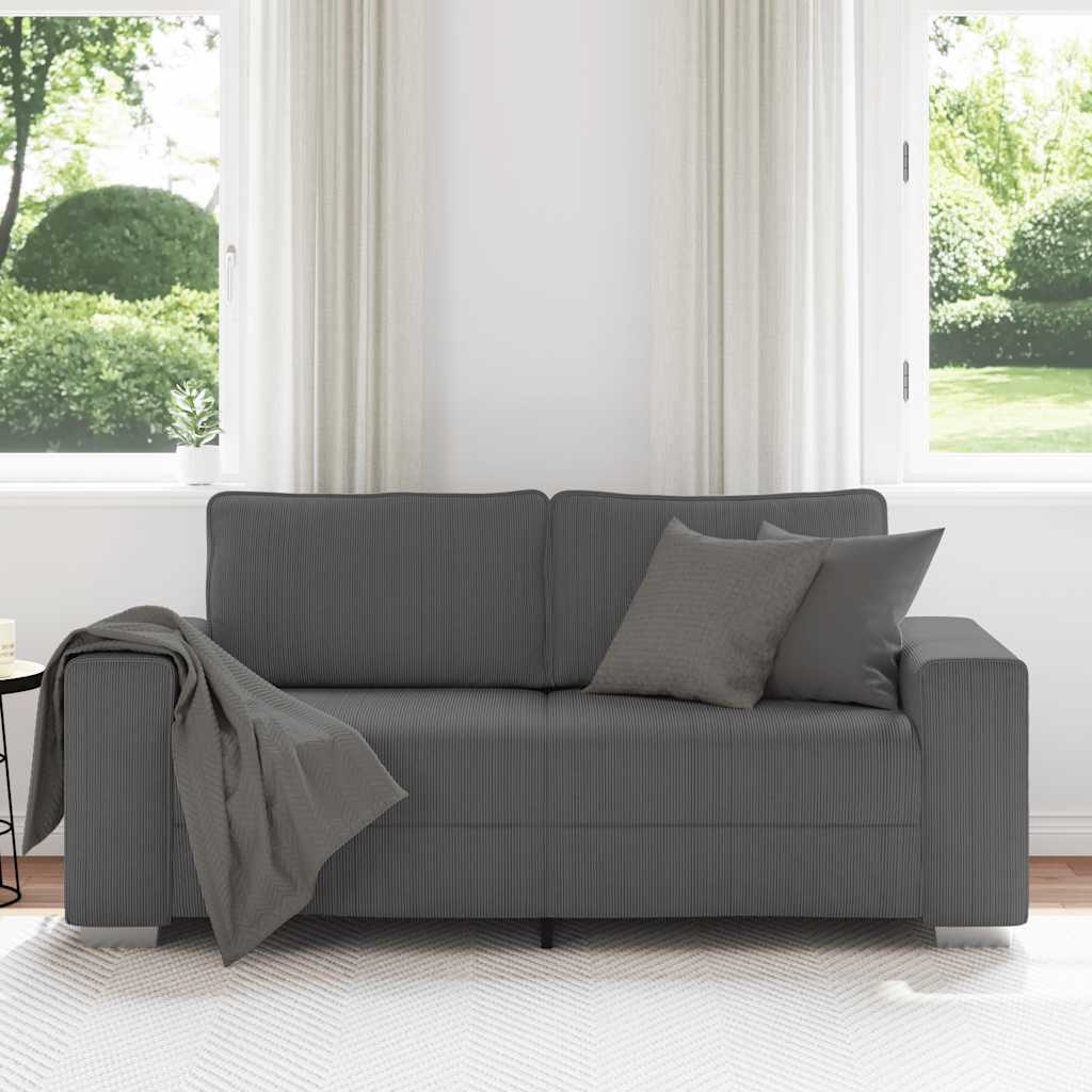 Loveseat Bank Corduroy Stof 140 cm Donkergrijs