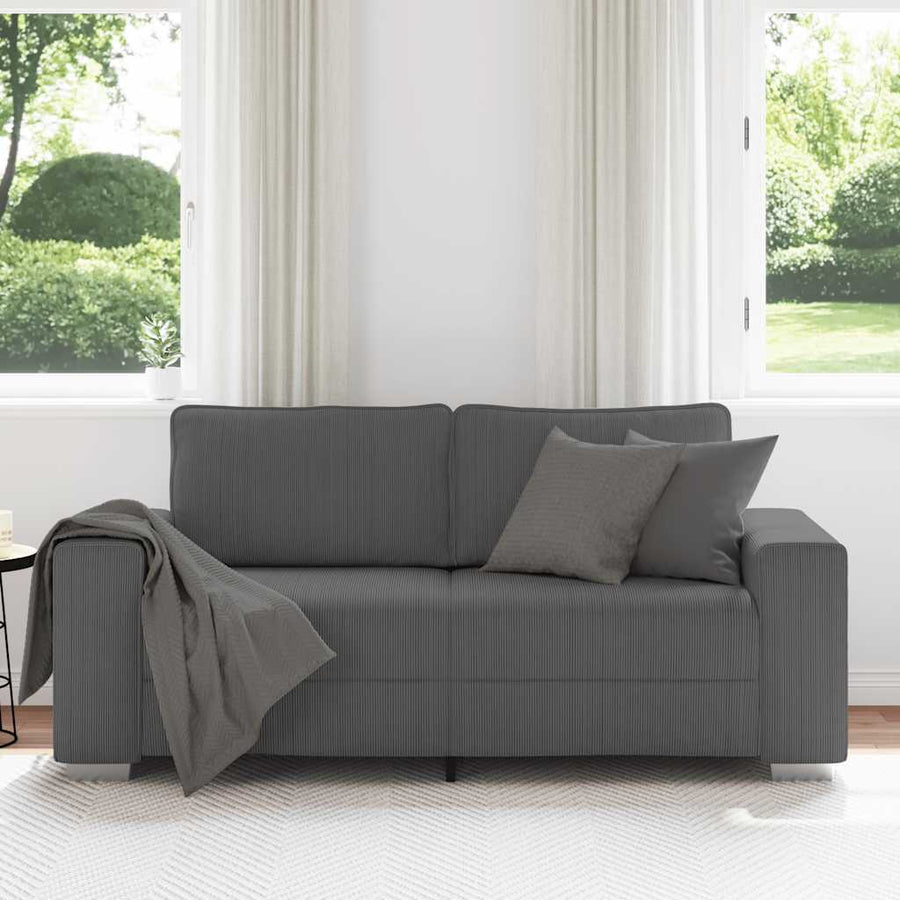 Loveseat Bank Corduroy Stof 140 cm Donkergrijs