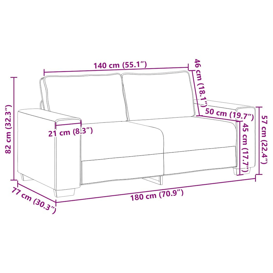 Loveseat Bank Corduroy Stof 140 cm Donkergrijs