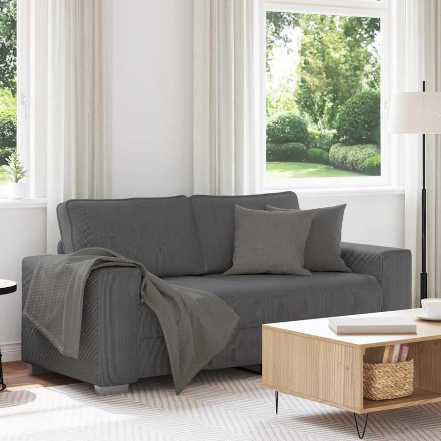 Loveseat Bank Corduroy Stof 140 cm Donkergrijs