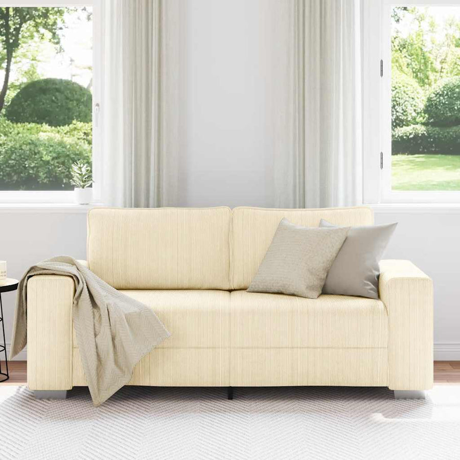 Loveseat Sofa Crème 180x77x82 cm Corduroy Stof