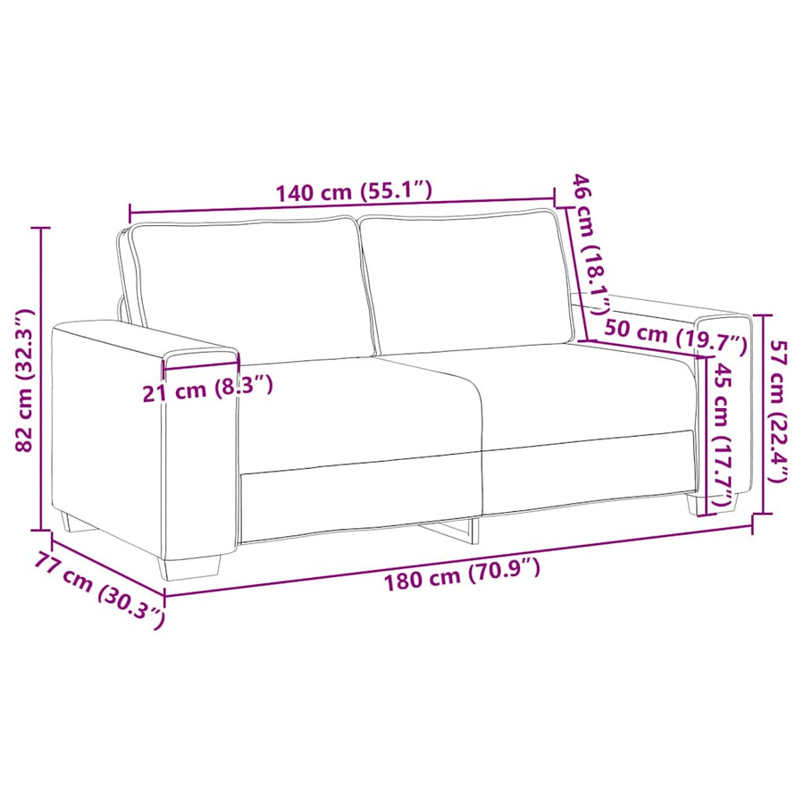 Loveseat Sofa Lichtgeel 180x77x82 cm Corduroy Stof