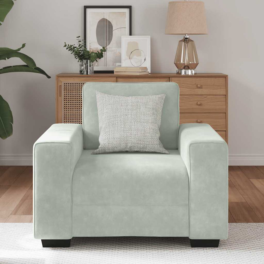 Fauteuil Fluweel 60 cm Lichtgrijs