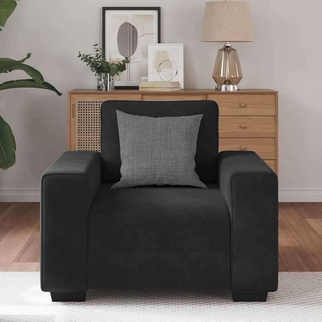 Fauteuil Fluweel 60 cm Zwart