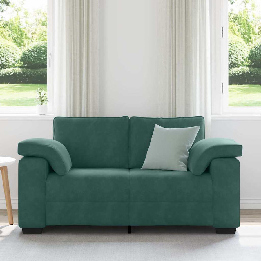 Loveseat Sofa Donkergroen 160x77x82 cm Fluweel