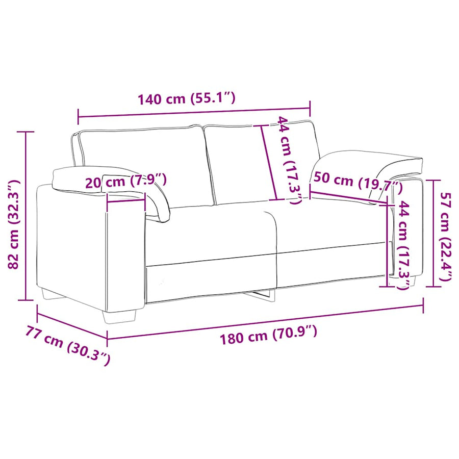 Loveseat Sofa 180X77X82 Cm Fluweel 180 cm