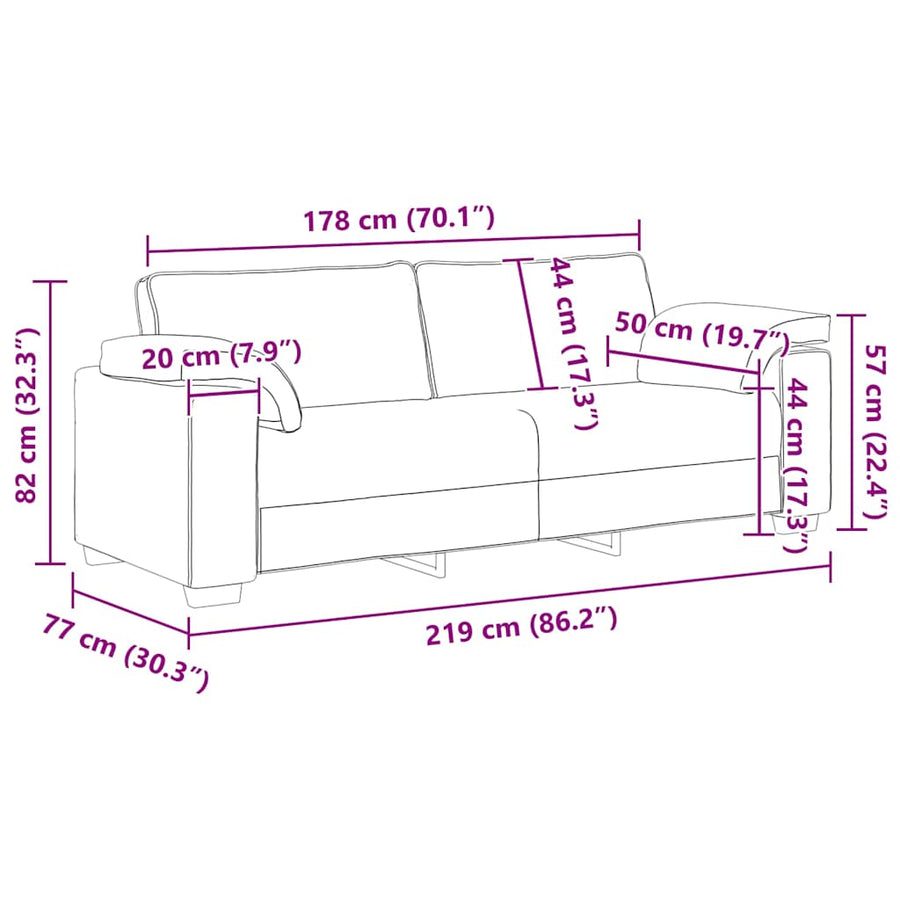 3-Zitsbank Fluweel 178 cm Donkergrijs