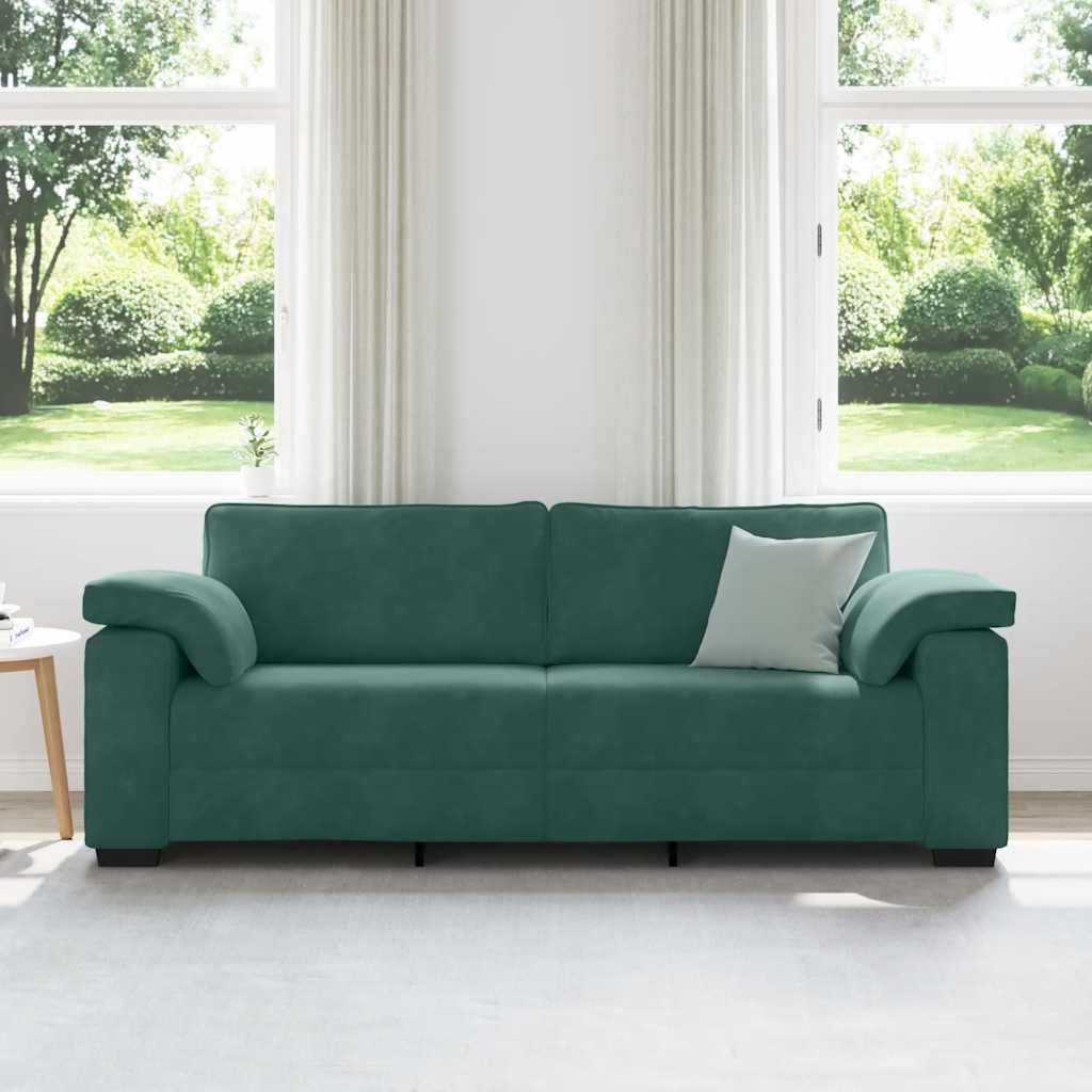3-zitsbank donkergroen 220x77x82 cm fluweel