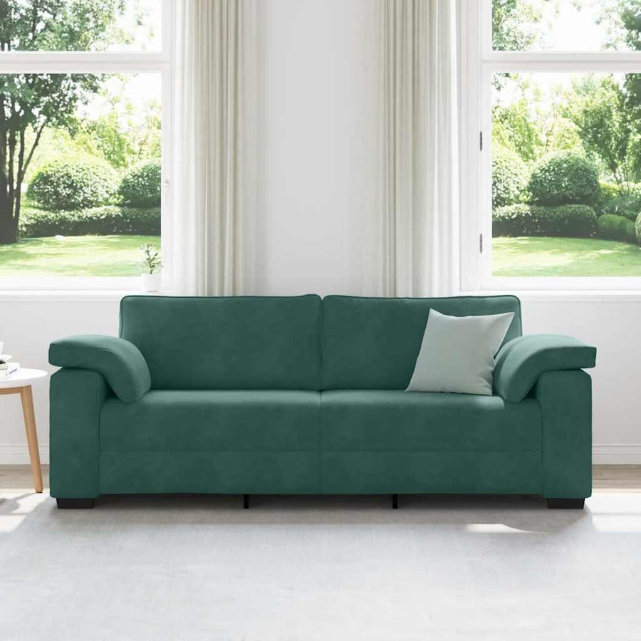 3-zitsbank donkergroen 220x77x82 cm fluweel