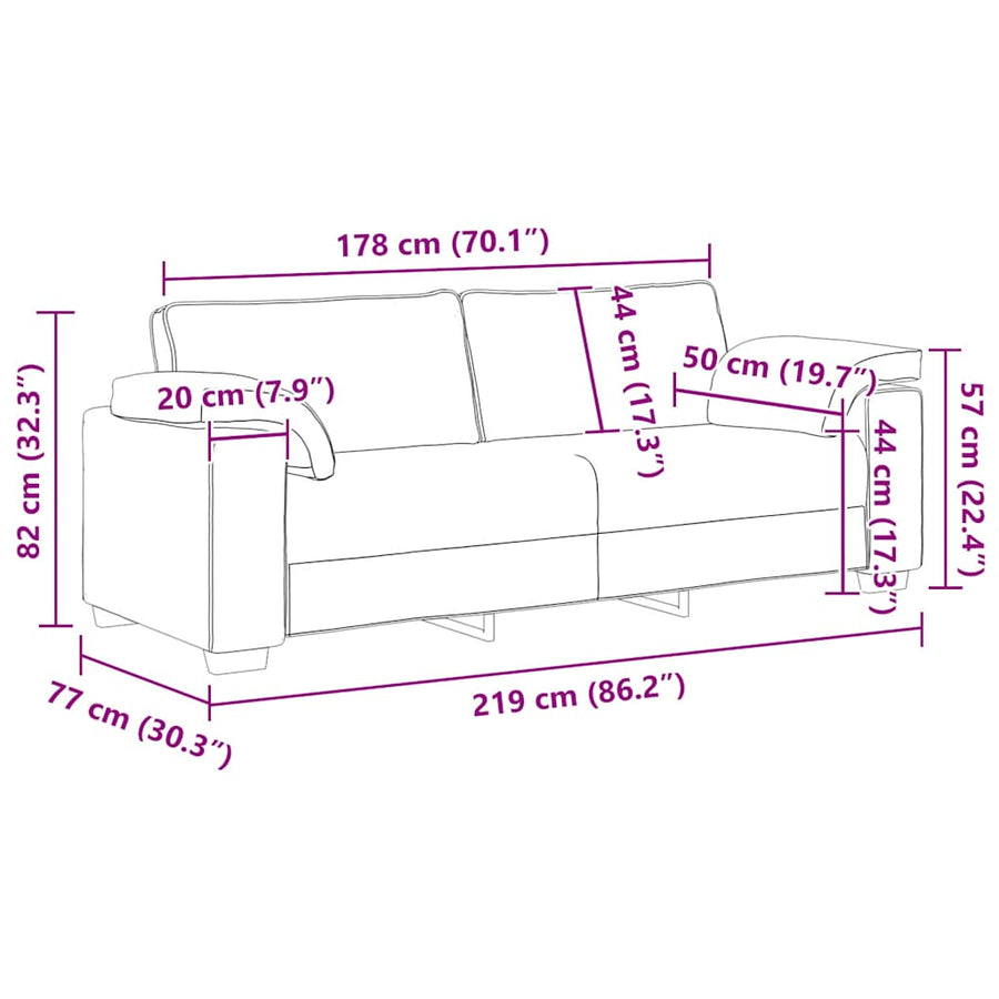 3-zitsbank donkergroen 220x77x82 cm fluweel