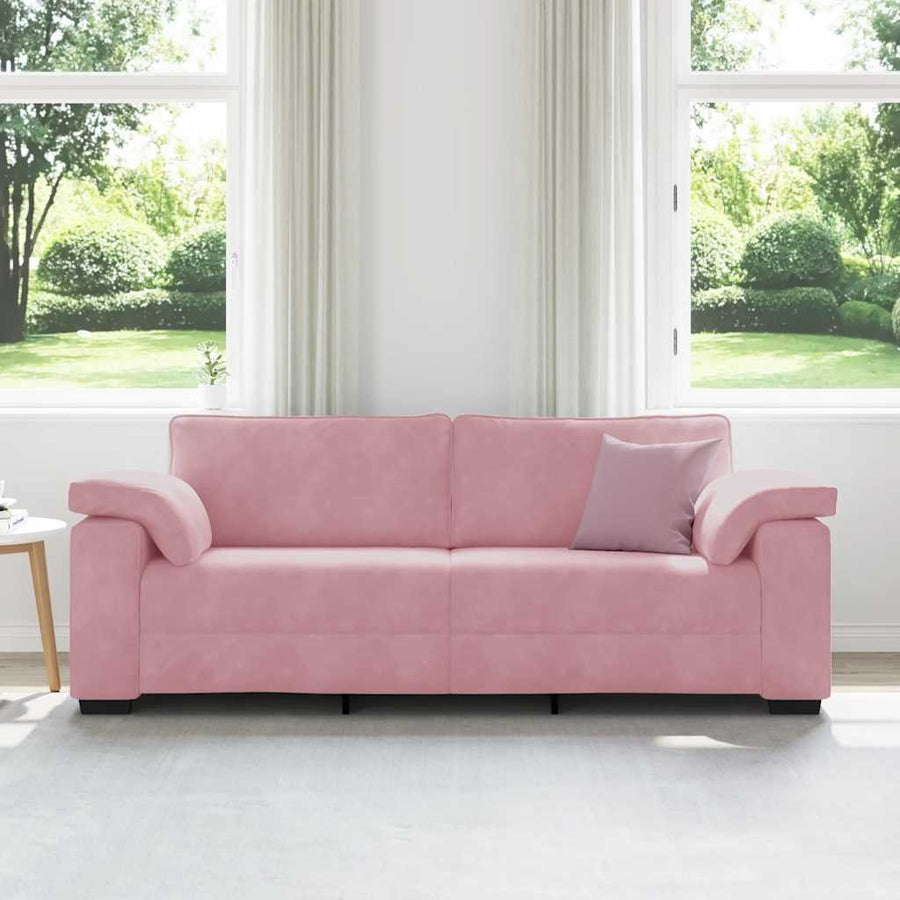 3-zitsbank roze 220x77x82 cm fluweel