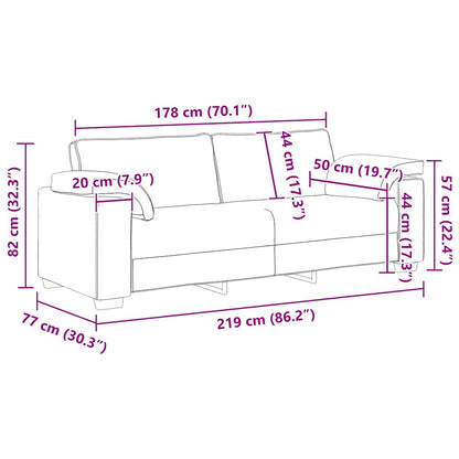 3-zitsbank roze 220x77x82 cm fluweel
