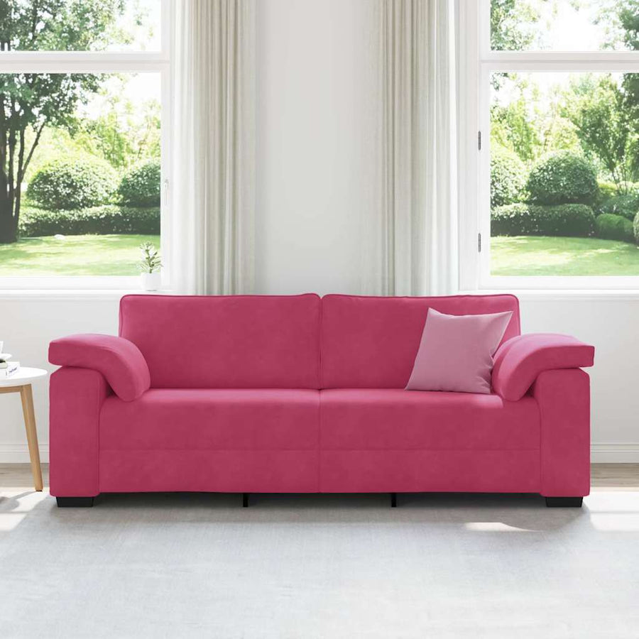 3-zitsbank wijnrood 220x77x82 cm fluweel