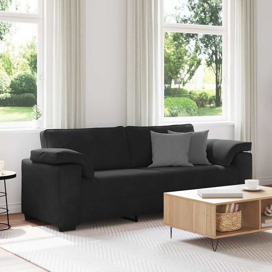 3-Zitsbank Fluweel 178 cm Zwart
