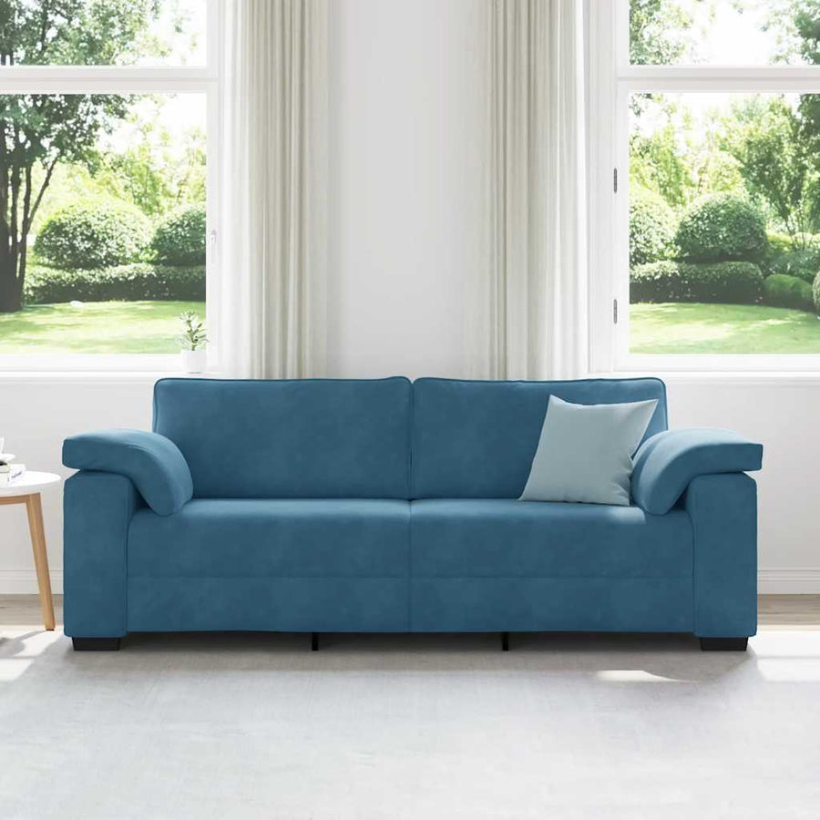 3-zitsbank blauw 220x77x82 cm fluweel