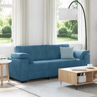Bank 3-zits blauw 220x77x82 cm fluweel