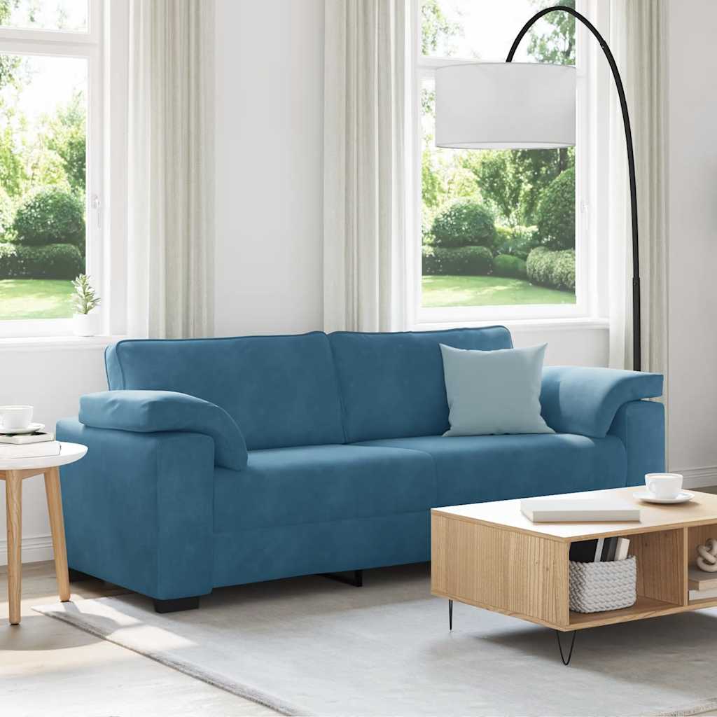 3-zitsbank blauw 220x77x82 cm fluweel