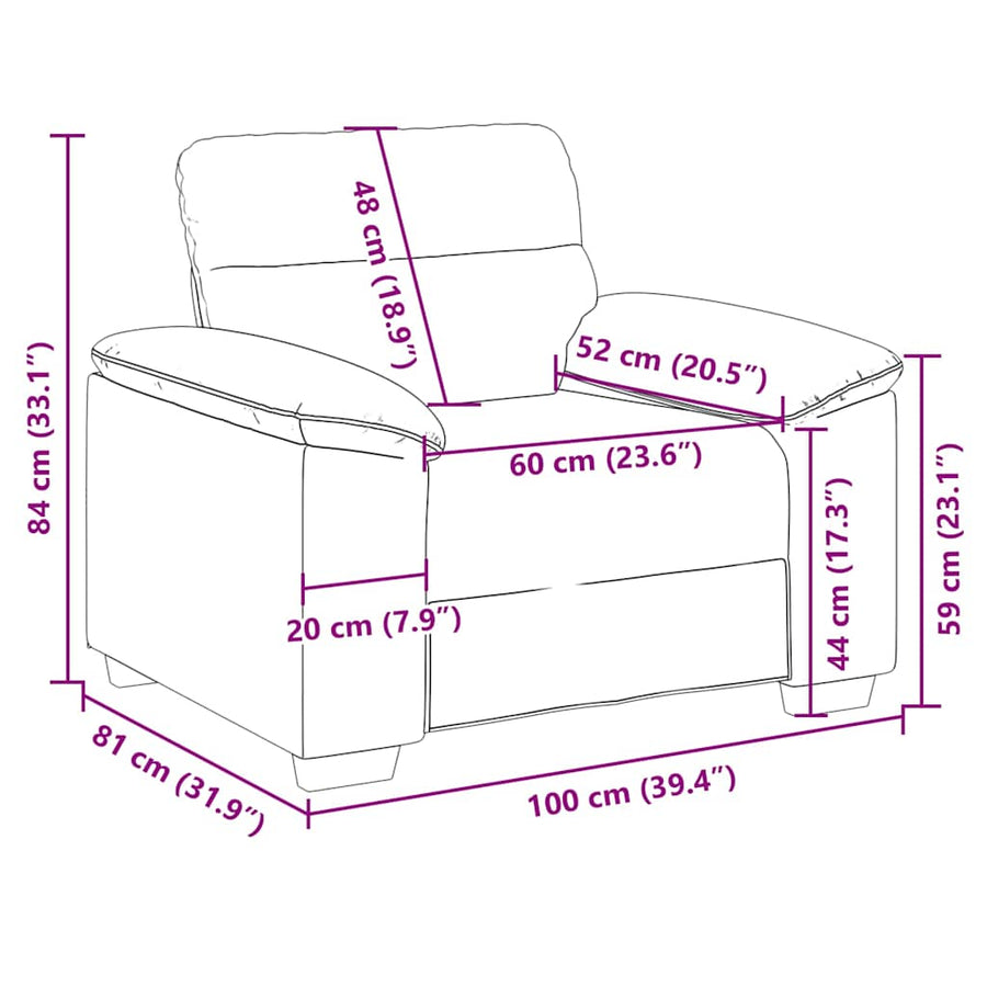 Fauteuil Stof 60 cm Donkergrijs
