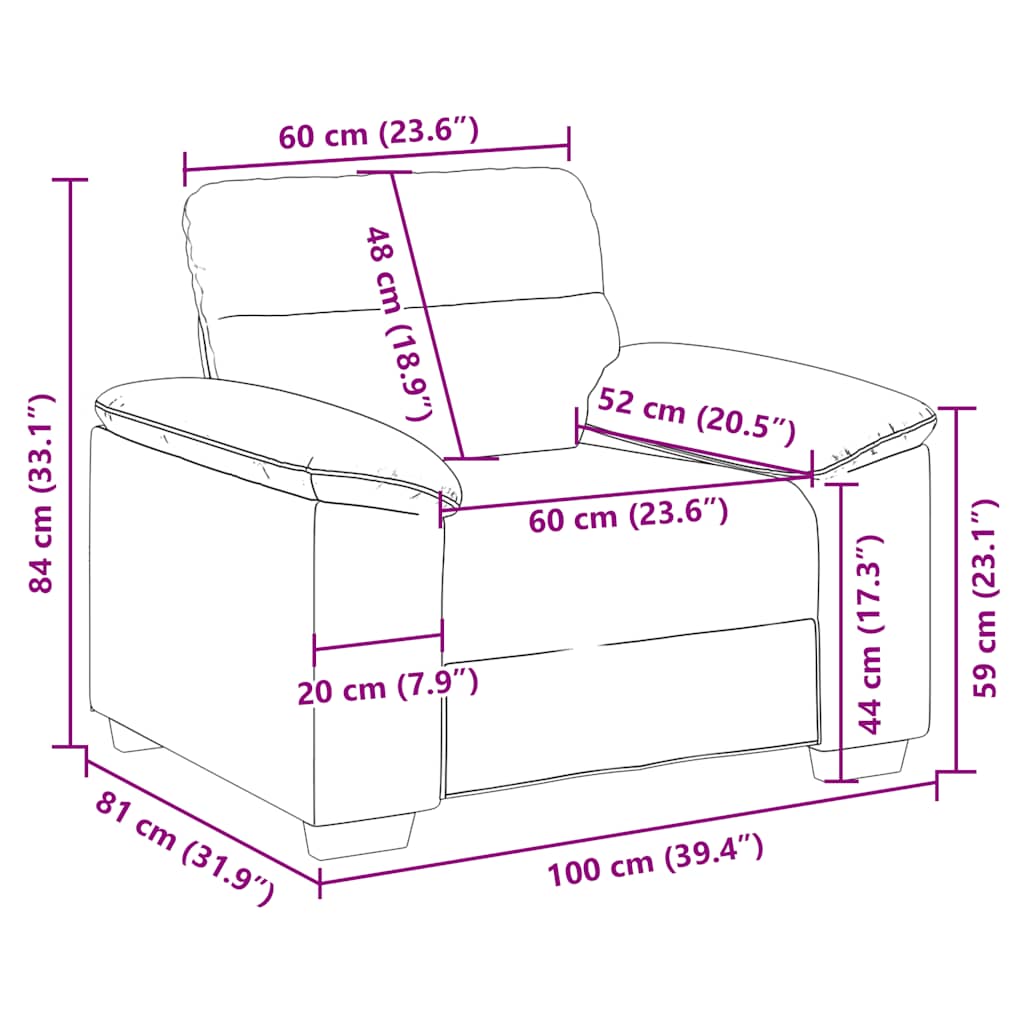Fauteuil Stof 60 cm Zwart