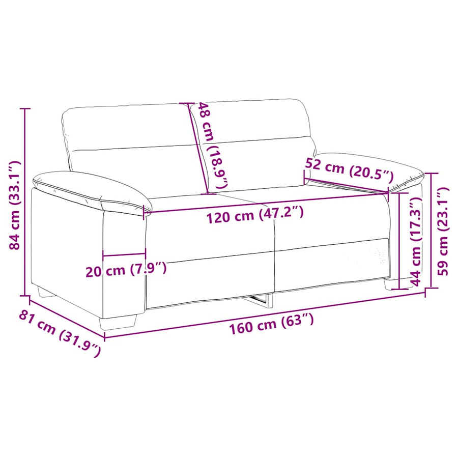 2-Zitsbank Stof 120 cm Zwart
