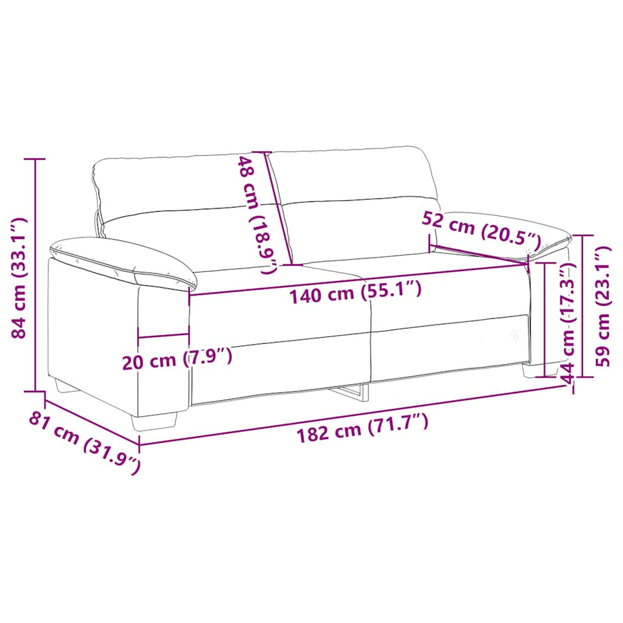 2-Zitsbank Stof 140 cm Zwart