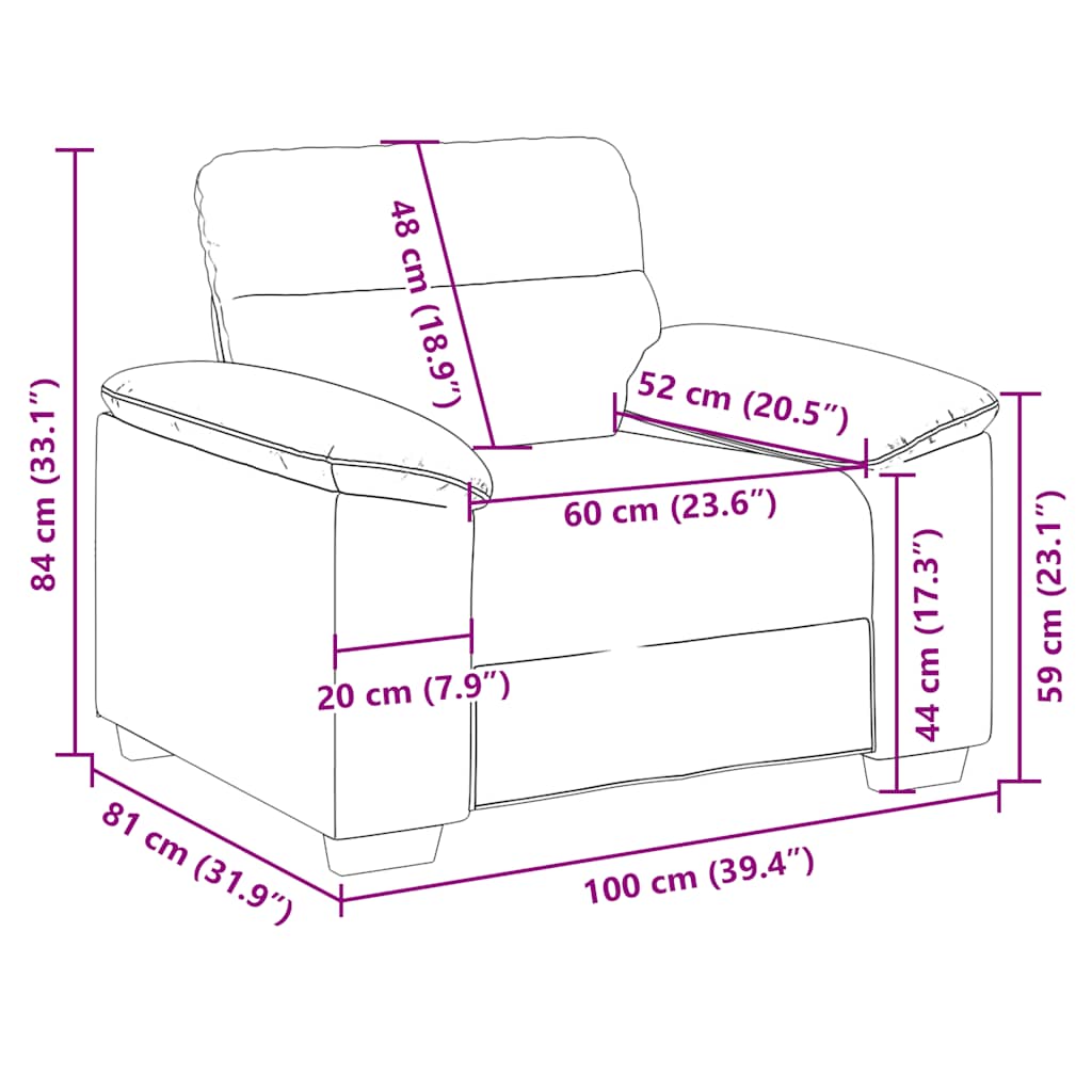 Fauteuil Kunstleer 60 cm Cappuccino