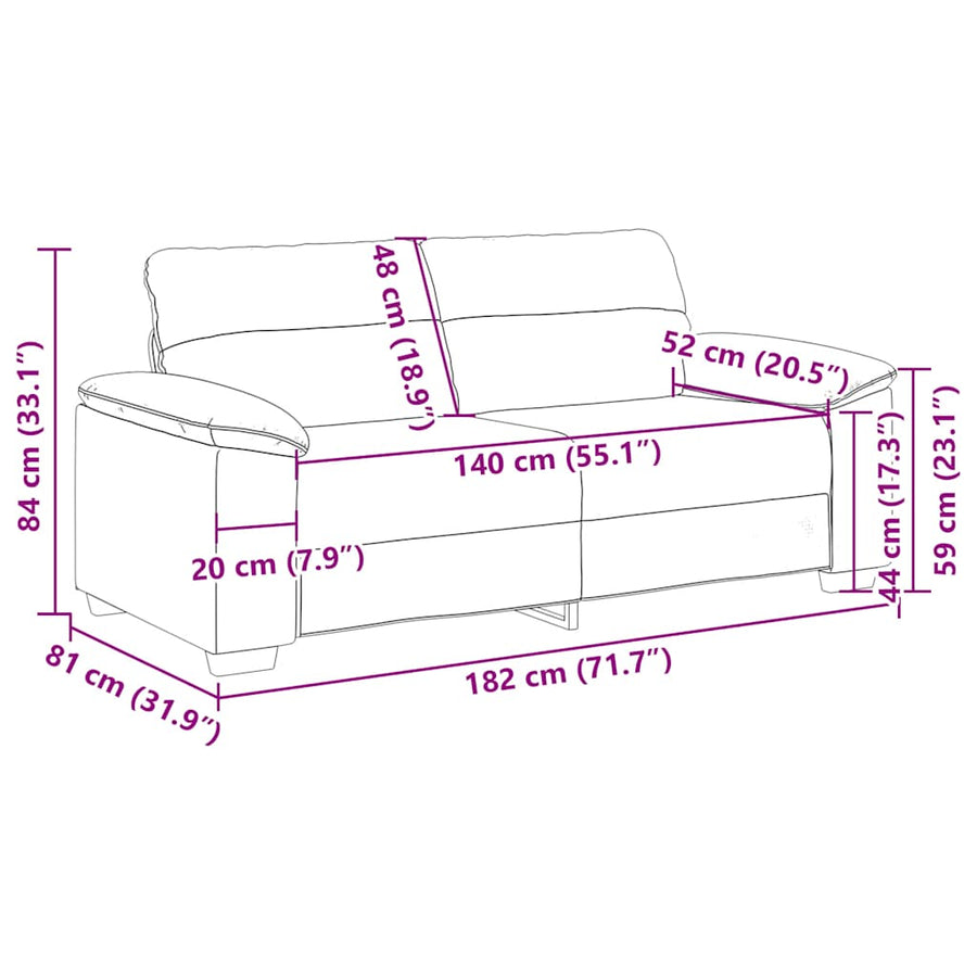 2-zitsbank grijs 140 cm kunstleer