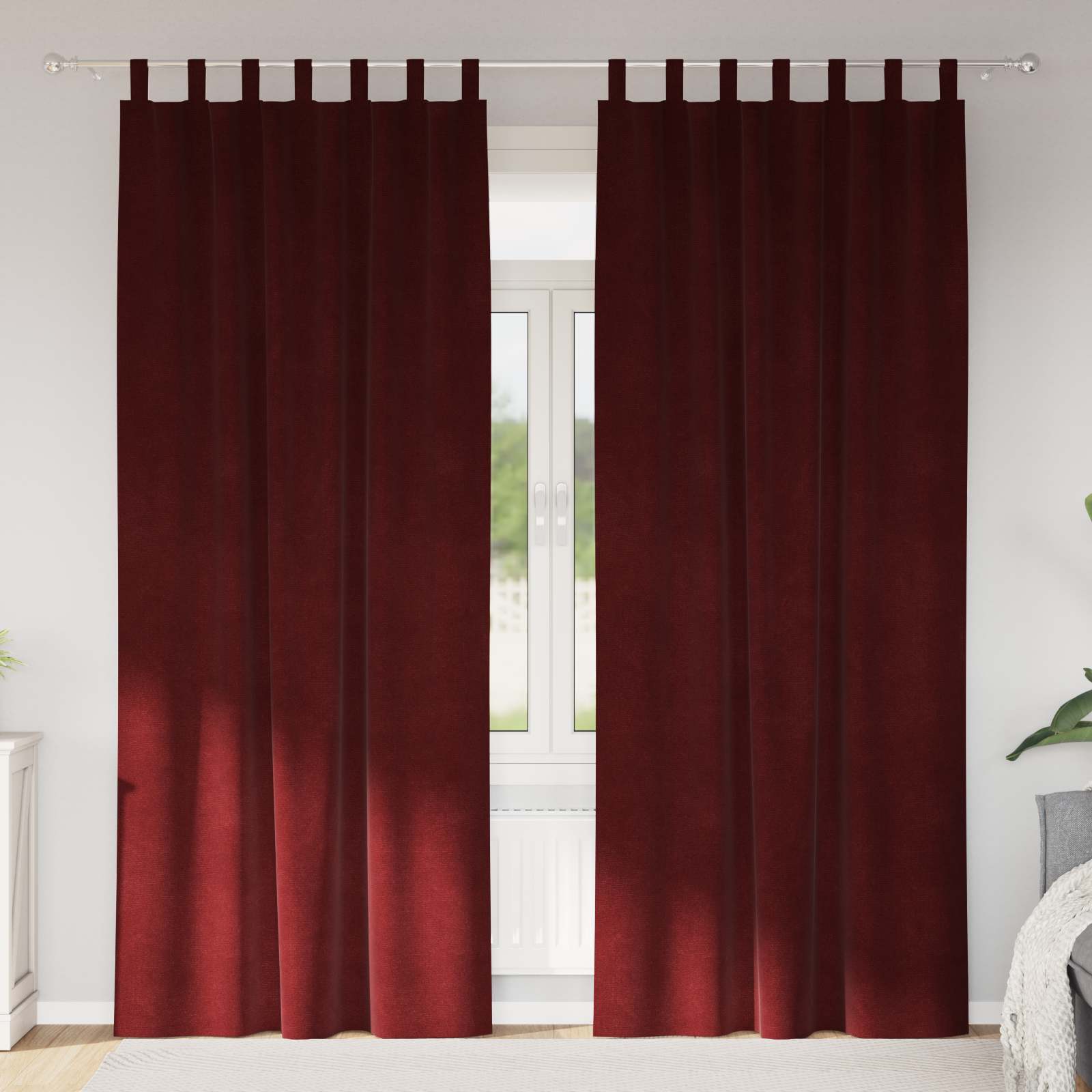 Verduisterende Gordijnen 2 Pcs Fluweel Wijnrood 140 x 225 cm met hanglussen
