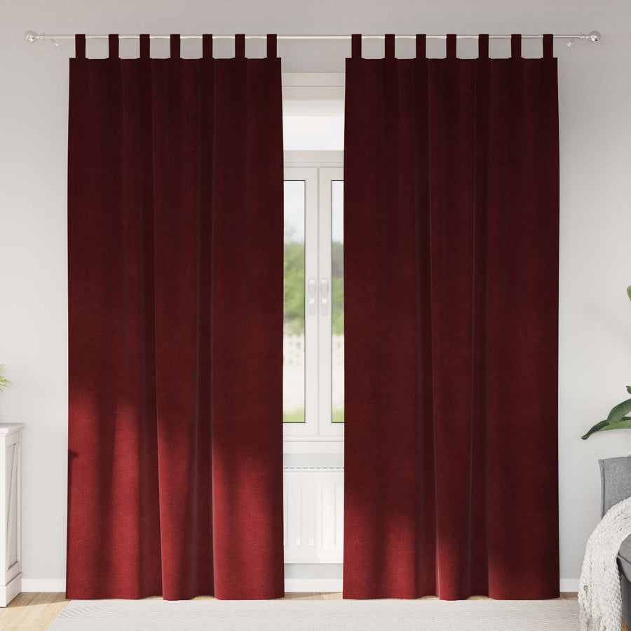 Verduisterende Gordijnen 2 Pcs Fluweel Wijnrood 140 x 225 cm met hanglussen