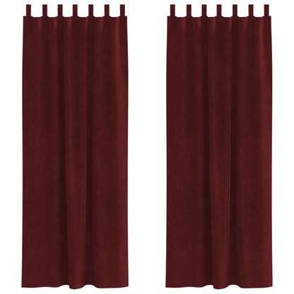 Verduisterende Gordijnen 2 Pcs Fluweel Wijnrood 140 x 225 cm met hanglussen