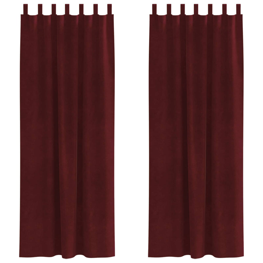Verduisterende Gordijnen 2 Pcs Fluweel Wijnrood 140 x 225 cm met hanglussen