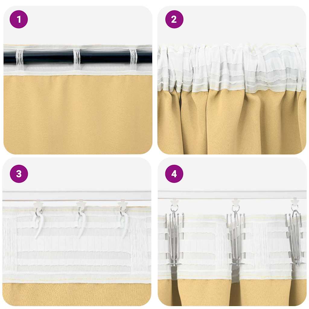 Gordijnen met gordijnen 2 pcs Beige Polyester