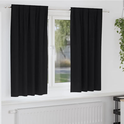 Gordijnen met gordijnen 2 pcs Zwart Polyester
