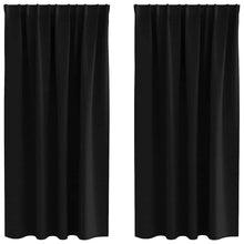 Gordijnen met gordijnen 2 pcs Zwart Polyester